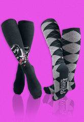 2 Pair Argyle Kitten Club Knee High Socks